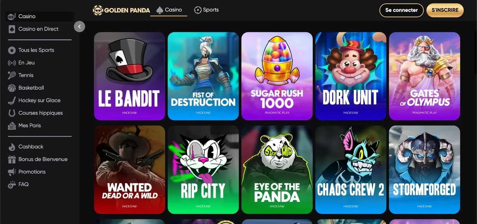 Les différents types de jeux de Golden Panda 